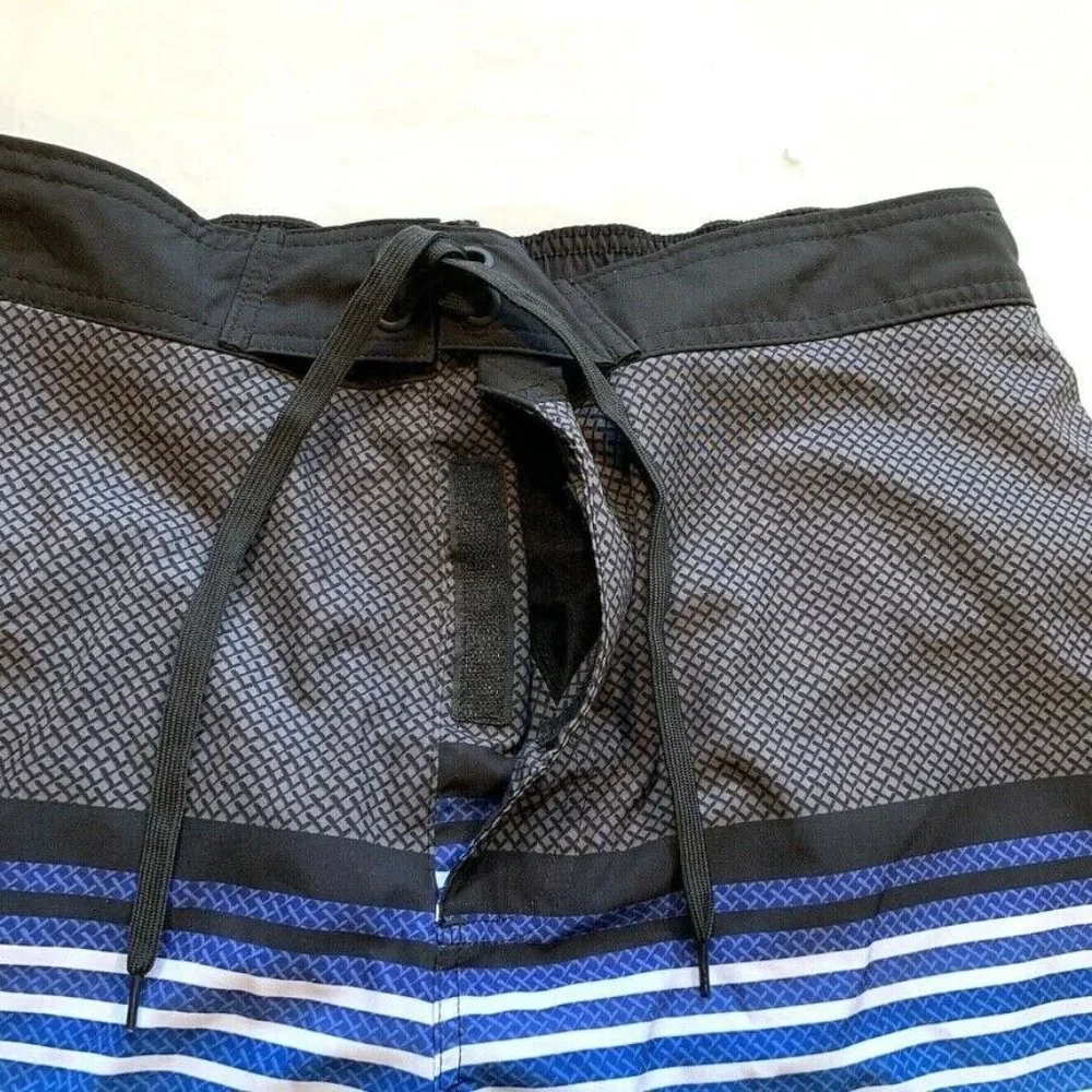Wave Zone Board Shorts Swim Trunks Men‎ Large Built In Brief Striped Stretch NEW